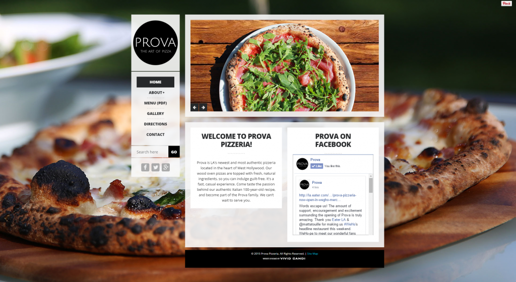 prova pizza website by vivid candi