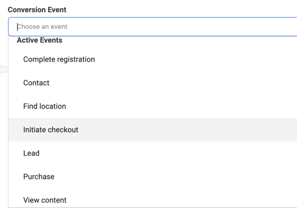 Facebook ad conversion events setup